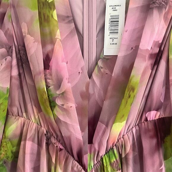 Badgley Mischka Women's Floral Georgette Mini Dress Size 2 Multicolor - Picture 2 of 7